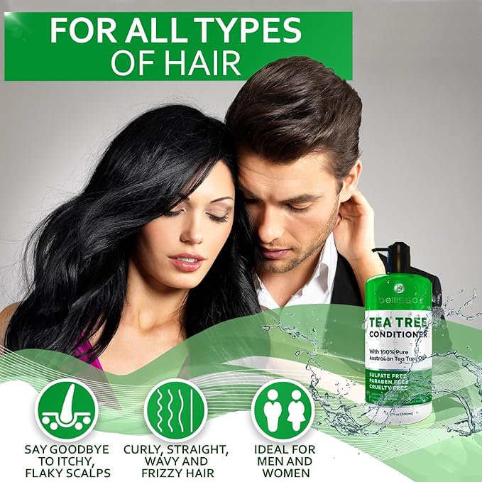 Tea Tree Oil Conditioner - Sulfate and Paraben Free - Anti Dandruff Treatment for Itchy, Dry Scalps - Ideal for Women and Men with Oily Hair and Scalp Buildup-Velvo Beauty