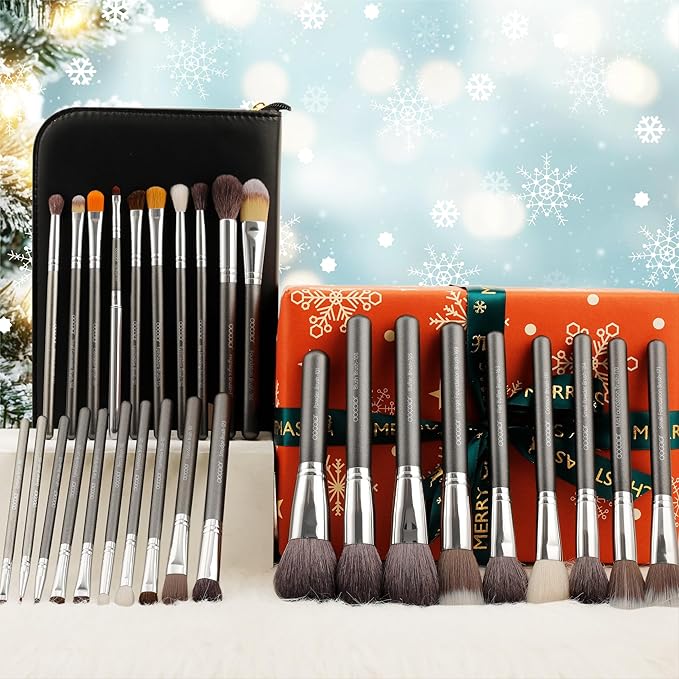 Docolor Professional Makeup Brush Set 29Pcs Makeup Brushes Valentines Day Gifts Premium Goat Synthetic Fiber Foundation Face Powder Blush Concealer Eyeshadows Make Up Brushes with PU Leather Case-Velvo Beauty
