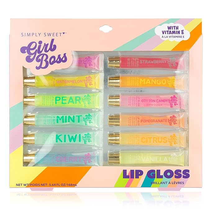 Expressions 12pc Clear Lip Gloss Pack – Lip Oils with Vitamin E and Essential Oils, Flavored Lip Gloss Clear Tubes, Hydrating Lip Glow Oil, Tinted Lip Oil, Lip Moisturizer-Velvo Beauty