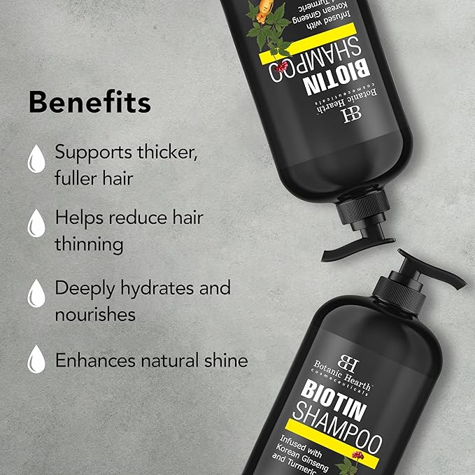 Botanic Hearth Biotin Shampoo | Infused With Korean Ginseng & Turmeric For Stronger, Thicker | Looking Hair | Sulfate & Paraben Free | 16 Fl. Oz-Velvo Beauty