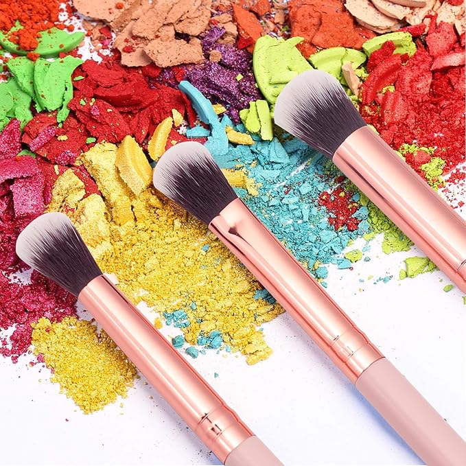 MSQ Eye Makeup Brushes Set with Soft Synthetic Hairs & Real Wood Handle for Eyeshadow, Eyebrow, Eyeliner, Blending (Pink), 12pcs-Velvo Beauty