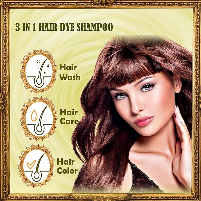 Cherry Brown Hair Dye Shampoo 3 in 1 - Champu Para Pintar el Cabello, Herbal Brown Hair Dye for Women Men, Hair Color Shampoo-Velvo Beauty