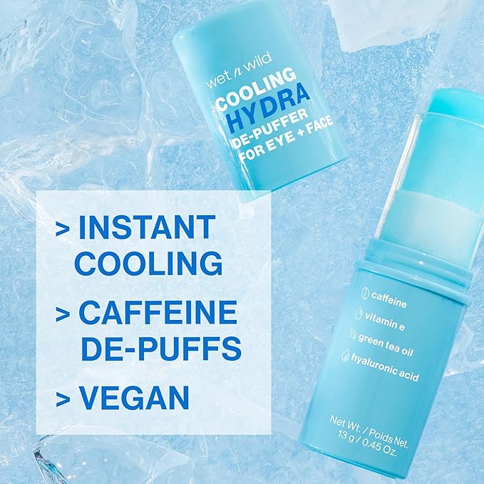 wet n wild Cooling Hydra De-Puffer, Soothing Face Makeup Primer Stick with Vitamin E & Caffeine, Instant Skin Refreshments for All Skin Types and Complexions, Vegan & Cruelty-Free-Velvo Beauty