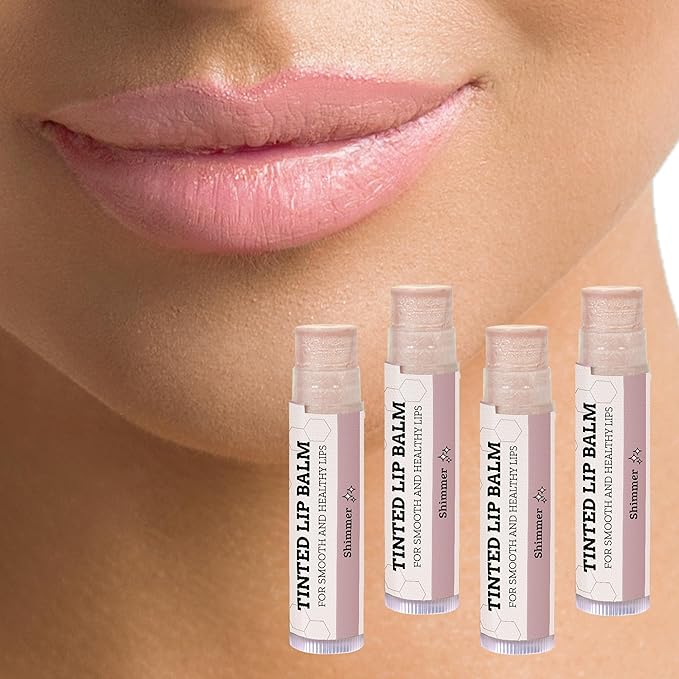 Tinted Lip Balm by Earth’s Daughter – 4 Pack of Shimmer Tint – Beeswax, Coconut Oil, Cocoa Butter, Vitamin E – Moisturize and Beautify – Paraben Free-Velvo Beauty