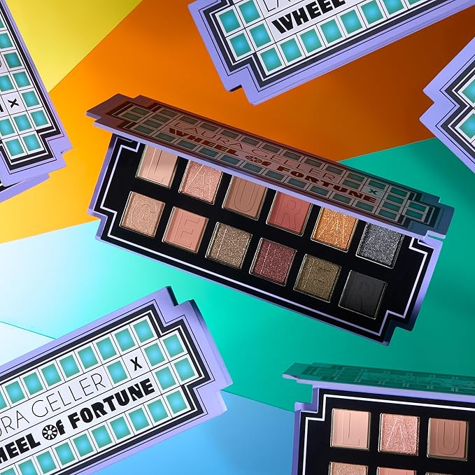 LAURA GELLER NEW YORK Wheel fo Fortune Eye and Cheek Palette Kit - Prizewinnig Eyes Eyeshadow Palette + Face the Day Blush Palette + Dual-Ended Brush-Velvo Beauty