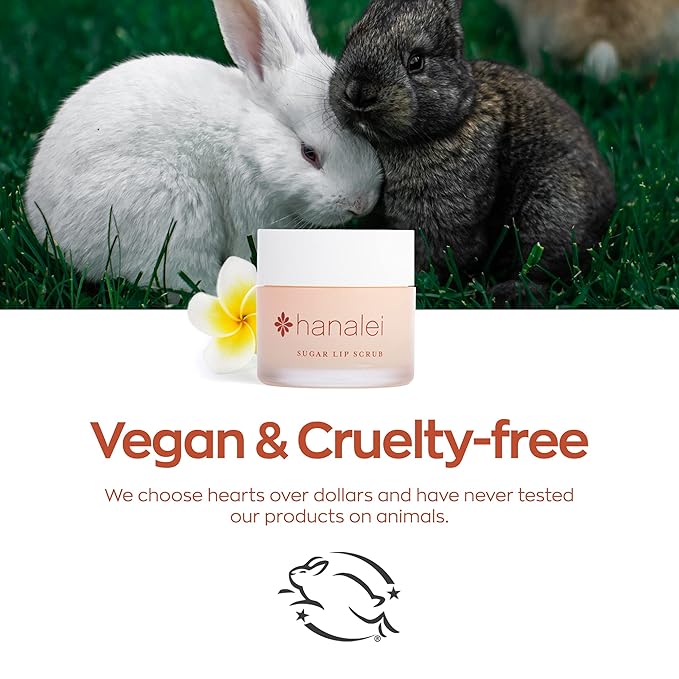 Hanalei Vegan and Cruelty-Free Sugar Lip Scrub Exfoliator | Hawaiian Cane Sugar, Kukui Oil, Shea Butter | Exfoliate, Smooth, Rejuvenate Lips | Made in USA | Lip Care (22 g)-Velvo Beauty