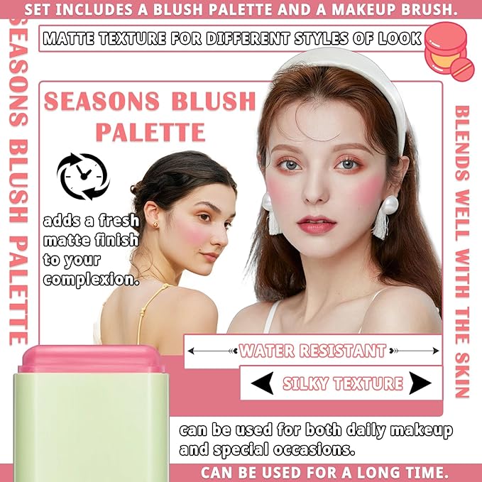 Blush Cream for Cheeks,Face Matte Contour Blush Makeup,Buildable Shimmer Facial Cheek Blusher Shades,Blendable Cosmetic Makeup Blush 01-Velvo Beauty