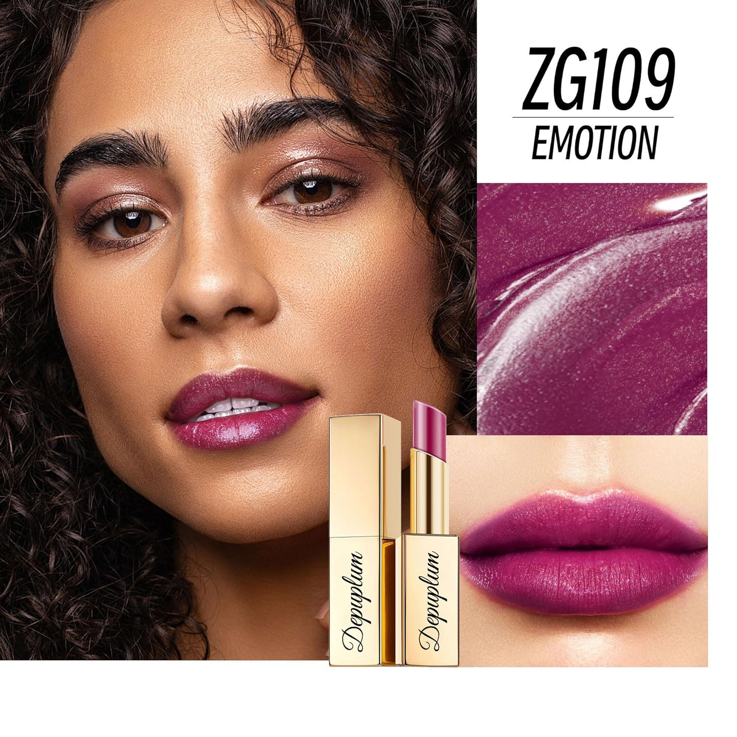 Mulberry Lipstick Moisturizing for Women Shimmer Tinted Lip Balm Hydrating Nourishing Dark Purple Lip Gloss Vegan& Cruelty Free Lip Makeup, ZG109 Emotion-Velvo Beauty