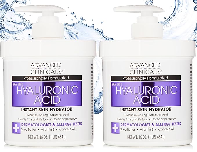 Advanced Clinicals Hyaluronic Acid Body Lotion & Face Moisturizer W/Vitamin E | Hydrating Dry Skin Firming Lotion Minimizes Look Of Wrinkles, Stretch Marks, & Crepey Skin | Skin Care Products, 2pc-Velvo Beauty
