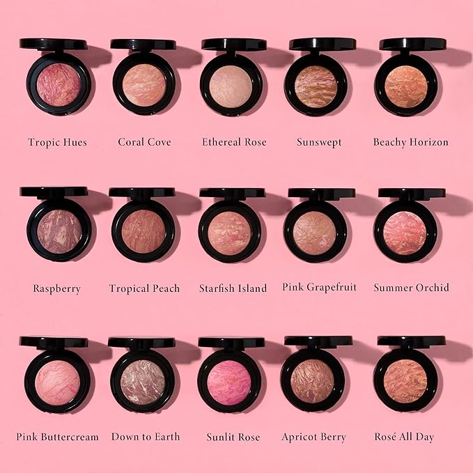 LAURA GELLER NEW YORK Baked Blush-n-Brighten Marbleized Blush + Angled Brush (06 Pink Grapefruit, 47mm)-Velvo Beauty
