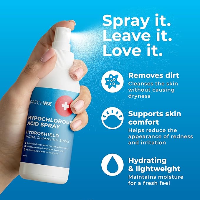 Hypochlorous Acid Spray (8oz, Reduces Acne), Targets Bacteria - HOCL Facial Cleanser Acne Spray for Face, Body, Eczema, Pimples, Breakouts & Overall Skin Recovery (Reduces Redness)-Velvo Beauty