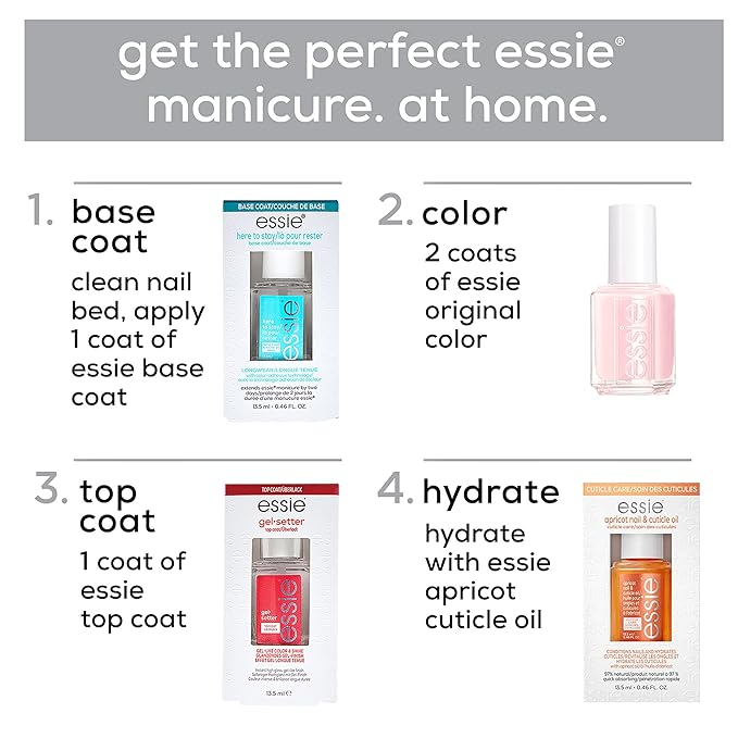 essie Nail Care, 8-Free Vegan, Gel Setter Top Coat, gel-like finish nail polish, 0.46 fl oz-Velvo Beauty