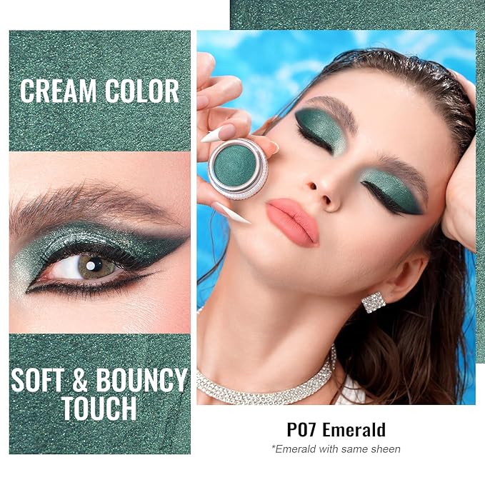 Oulac Shimmer Cream Eyeshadow also for Highlighter Blendable Eye Shadow Waterproof&Long Lasting with Moisturizing Formula Soft Shimmer Eye Make-up,Vegan & Cruelty-Free,6g P07-Velvo Beauty