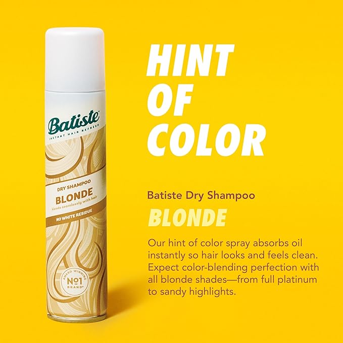 Batiste Dry Shampoo for Blonde Hair, Refresh Hair and Absorb Oil Between Washes, Waterless Shampoo for Added Hair Texture and Body, 5.71 oz-Velvo Beauty