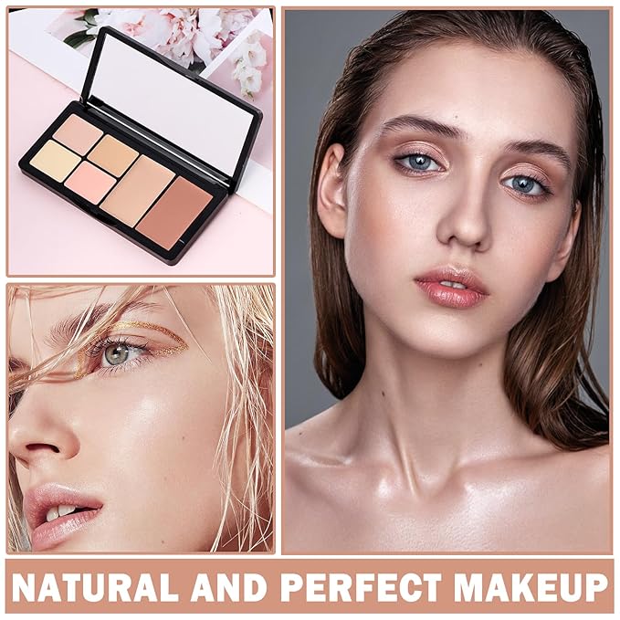 Cream Concealer Contour Makeup Palette Cream Foundation Palette for Dark Circles Professional Concealer Full Coverage Face Highlighter Contour Makeup Palette with Brush - 02 Concealer-Velvo Beauty