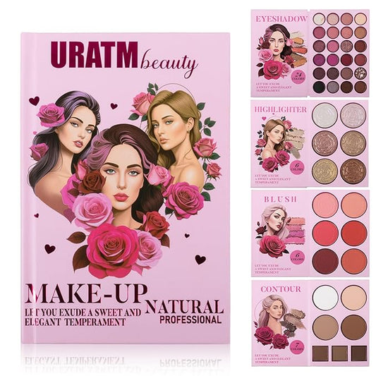 4-Layer Multi - Functional Beauty Book Kit- Style Makeup Palette Ingeniously Combines Eyeshadows, Blushes, Highlighters, Contour Powders In One,Best Choice for A Gift for Women (U103A)-Velvo Beauty