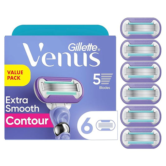 Gillette Venus Deluxe Smooth Swirl Womens Razor Blade Refills, 6 Count, Moisture Ribbon to Protect Against Irritation-Velvo Beauty