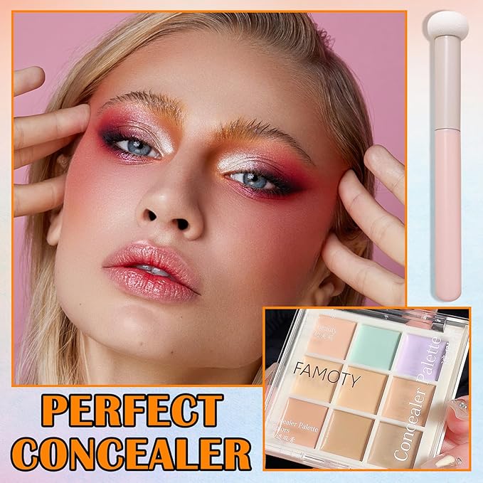 9 Colors Corrector Concealer Palette,Correcting Concealer Cream Makeup Contour Palette Conceals for Dark Circles and Blemish,Contouring Liquid Foundation Highlighting Makeup Kit with Brush-Velvo Beauty