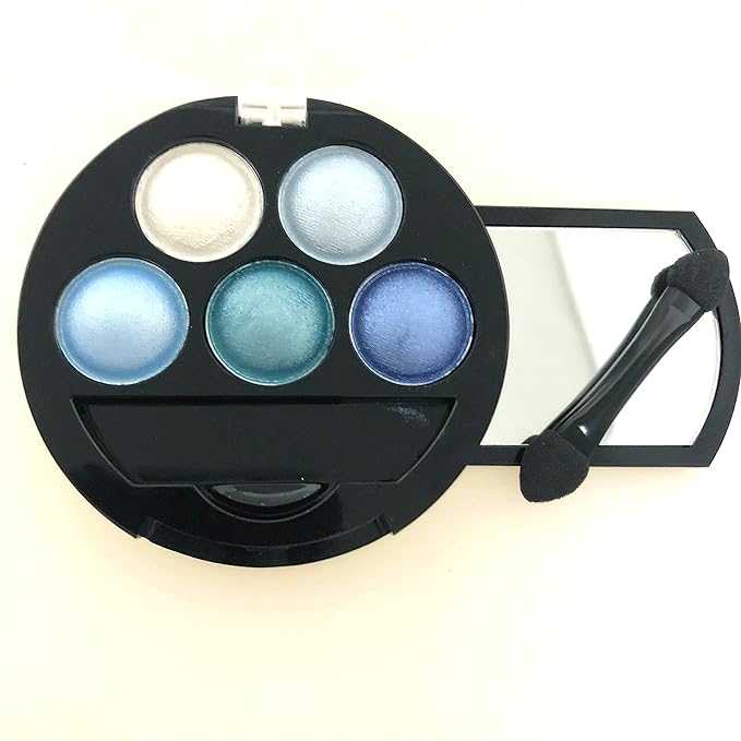 Mallofusa Portable 5 Colors Eye Shadow Palette Trendy Eyeshadow Powder Glitter Makeup Metallic Shimmer Charming Highlight Look (Ice Age) 4.7oz-Velvo Beauty