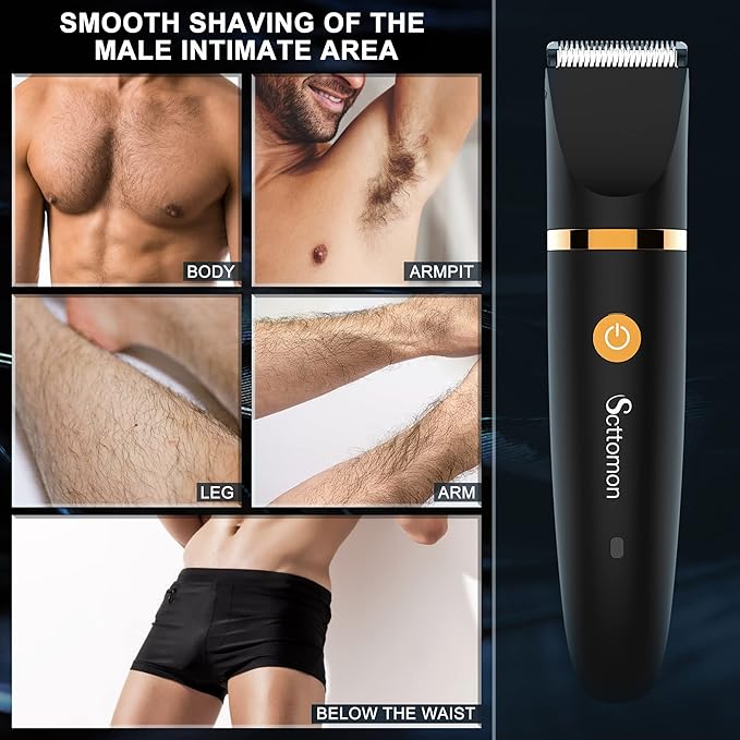Electric Groin Hair Trim Ball Trimmer for Men Body Shaver Below-The-Waist Groomer Nose Hair Trimmer Waterproof Cordless 3 in 1-Velvo Beauty
