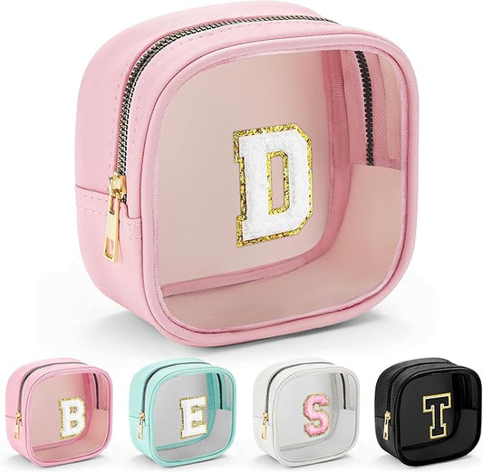 YOOLIFE Mini Makeup Bag | Clear Makeup Bag Toiletry Case | Travel Transparent Cosmetic Bag | Portable Make Up Organizer | Small Cosmetic Bag for Purse | Teacher Daughter Gifts | Pink D-Velvo Beauty