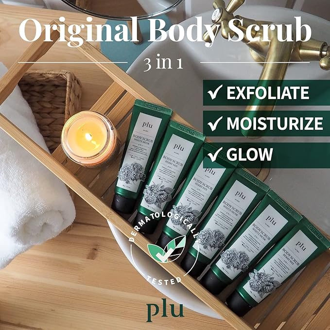 PLU Original Korean Walnut Body Scrub Polish - White Musk - Exfoliating & Moisturizing & Glow - for Acne, Cellulite, Stretch Marks, Spider Veins - Soft Musk Scent, 6.76 oz.-Velvo Beauty