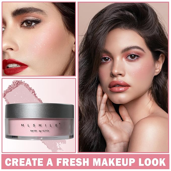 Oil Control Loose Powder Makeup Pink Translucent Setting Powder Shimmer Long Lasting Lightweight Polvo Traslucido Maquillaje Para Mujer Face Powder Makeup - 02 Pink Shimmer-Velvo Beauty