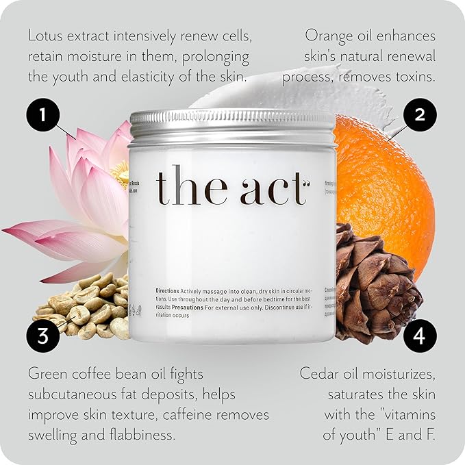 The Act Firming Body Cream – Hydrating Cream with Green Coffee & Lotus – Smooths and Nourishes Skin for a Spa-Like Experience for Men and Women, 8.5 fl oz-Velvo Beauty