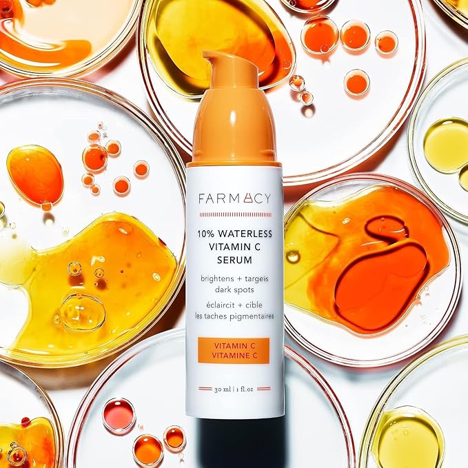Farmacy 10% Vitamin C Face Serum - Waterless Vitamin C Skin Care Serum to Brighten, Firm + Smooth Skin Texture - Enriched with Upcycled Tangerine Peel to Boost Skin's Moisture + Radiance (5ml)-Velvo Beauty