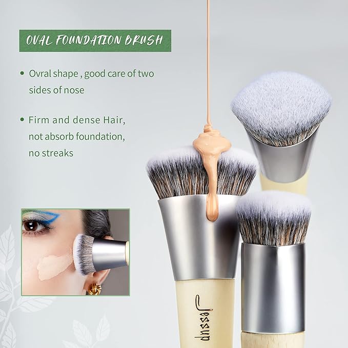 Jessup Vegan Makeup Brushes Set Premium Synthetic Powder Foundation Highlight Concealer Eyeshadow Blending Eyebrow Liner Spoolie Brush Set Burlywood 12pcs T327-Velvo Beauty