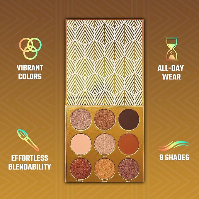 Juvia's Place Palette The Warrior - Warm Golds, Browns & Bronzes, Shades of 9, Warm and Neutral Palette, Pigmented Makeup Palette Eye Color & Shine-Velvo Beauty