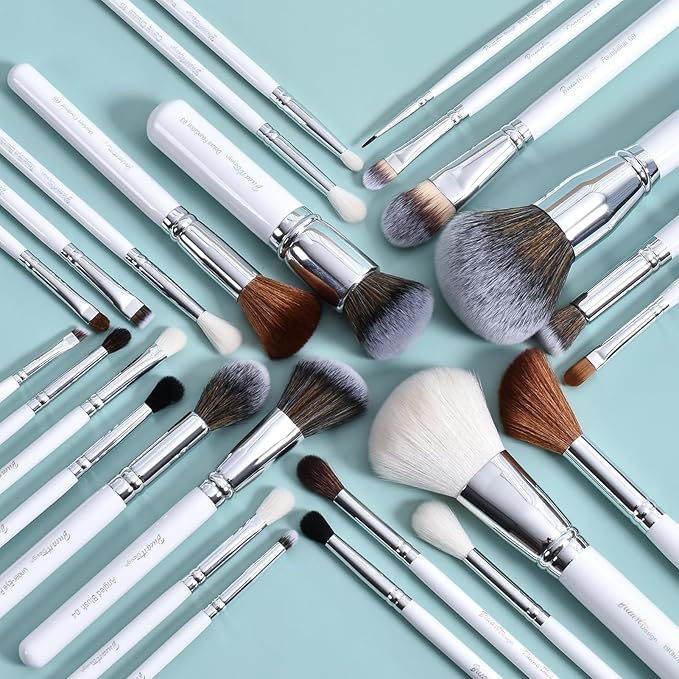 Professional Makeup Artist Brushes Set 26Pcs Real Natural Goat Hair Labeled White Makeup Brush Set with Foundation Powder blush concealer blending eyeshadow contour make up brushes set-Velvo Beauty