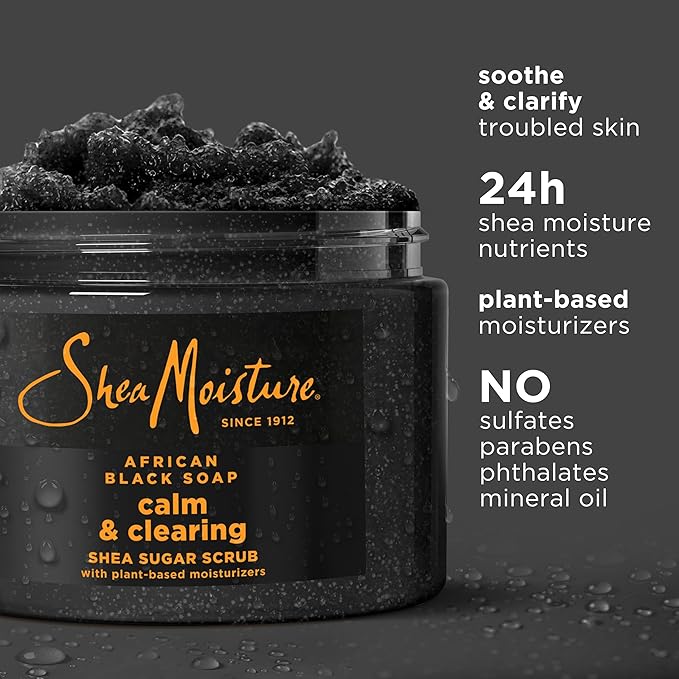 SheaMoisture Sugar Body Scrub African Black Soap for healthy, glowing skin African black soap with 24h shea moisture nutrients 12 oz-Velvo Beauty