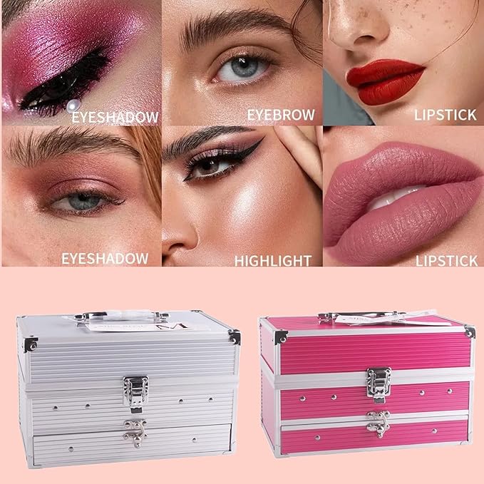 132 Colors All In One Ultimate Color Makeup Kit: Carry All Trunk with Cosmetic Contouring Palette, Concealer, Face Powder, Lip Gloss, Blusher, Contour Shade, Eye Liner, and Eyebrow Powder.-Velvo Beauty
