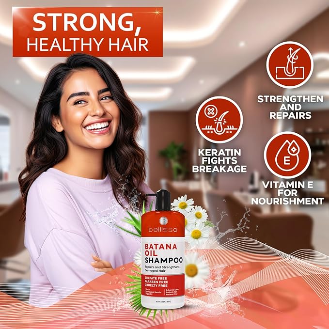 Batana Oil Shampoo - Volumizing Salon Formula for Thinning and Fine Hair Women and Men - Sulfate and Paraben Free - Thickening Volume Boost for Thicker, Fuller Hair - With Argan Oil - 16 Fl Oz-Velvo Beauty