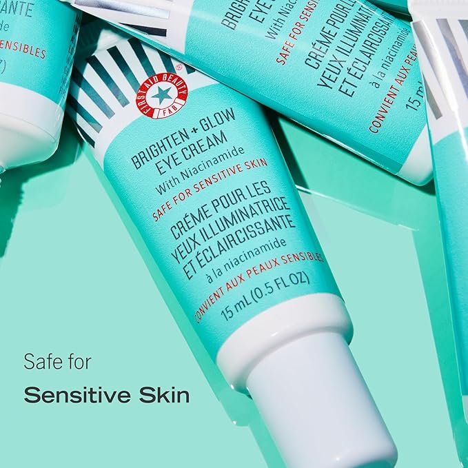 First Aid Beauty Brighten + Glow Niacinamide Eye Cream – Illuminating Brightening Cream to Help Hydrate & Reduce the Look of Dark Circles – 0.5 oz.-Velvo Beauty