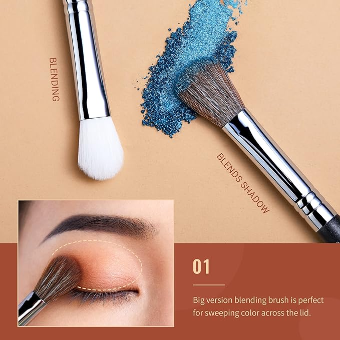 Jessup Eyeshadow Brush Set Professional Eye Blending Brushes for Lid Small Fluffy Soft Eye Brushes 10pcs, T331-Velvo Beauty