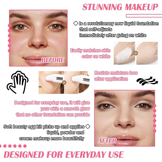 Color Changing Foundation Set,Full Coverage Foundation Liquid Foundation Makeup Gift Set,Moisturizing BB Cream for Women,Flawless Loose Setting Powder Face Primer Base Makeup Kit With Makeup Sponge-Velvo Beauty