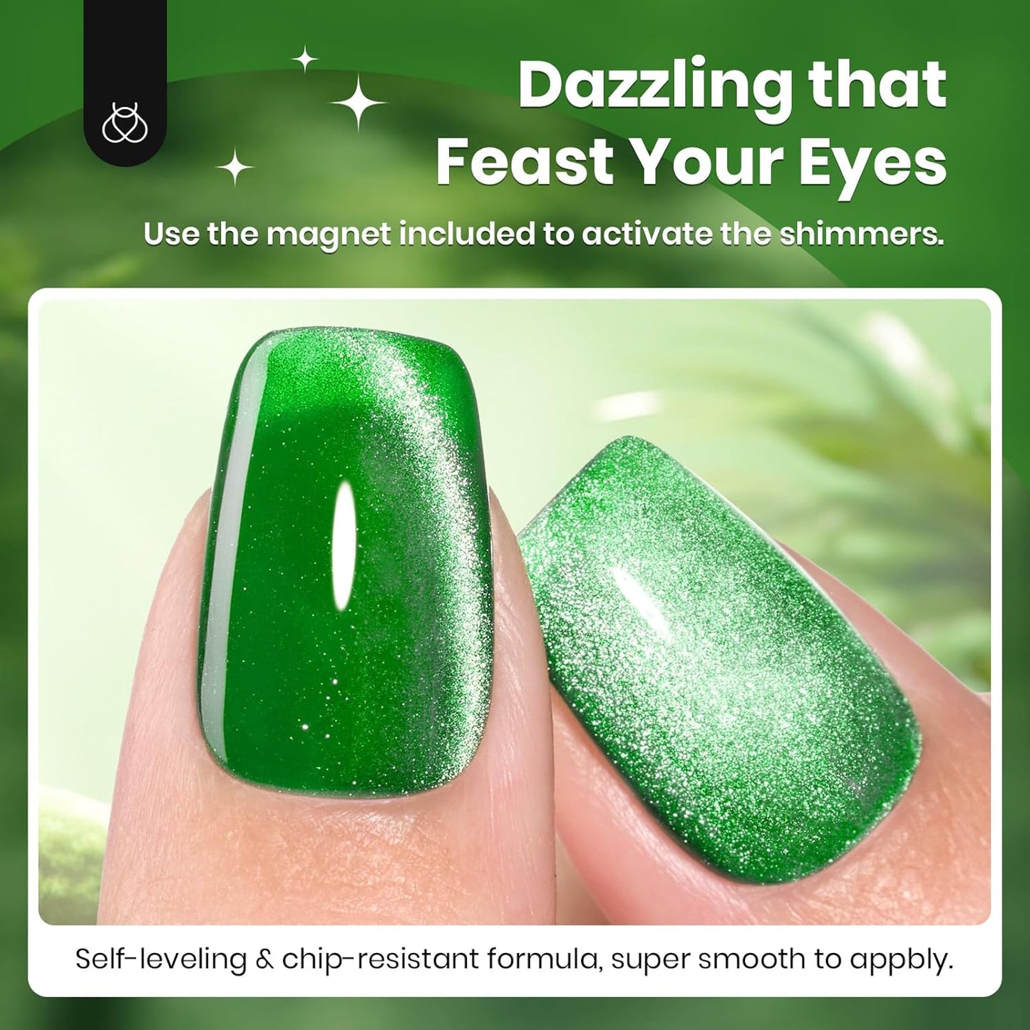 Beetles Green Cat Eye Gel Polish, 15ML Summer Emerald Green Gel Nail Polish with Magnet Soak Off UV Shimmer Velvet Gel Enchanted Glimmer Series French Nail Art Manicure Gifts for Women-Velvo Beauty