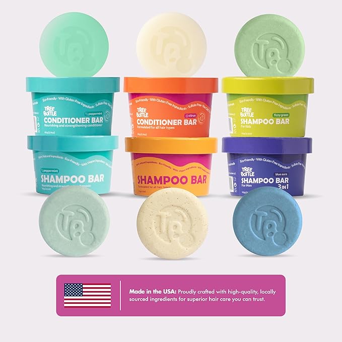 Vitamin B5 Shampoo & Conditioner Bar Set Bundle – Citrus Essential Oils + Argan Oil – Volumizing, Nourishing & Strengthening – Sulfate & Paraben Free – 7.8oz-Velvo Beauty