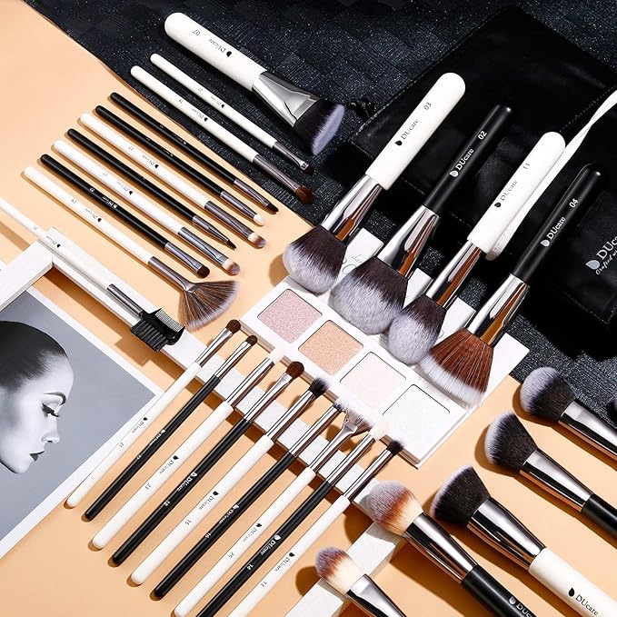 DUcare Professional Makeup Brushes 31Pcs Panda Series Makeup Brush Set Kabuki Foundation Blending Face Powder Blush Concealers Eye Shadows With Leather Case Organizer-Velvo Beauty