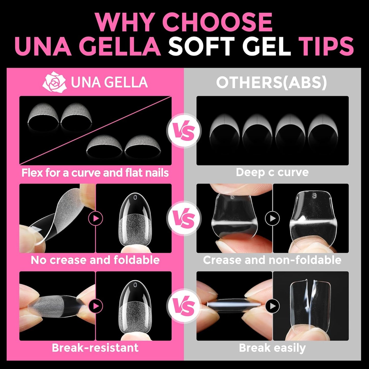UNA GELLA Medium Oval Fake Nails Pre-Shape 216pcs Round Gel Nail Tips Press on Nails for Full Cover Acrylic Round Oval Full Nails False Nails 12 Sizes False Soft Gel Tips-Velvo Beauty