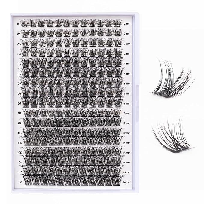 Lash Clusters 204 Pcs Individual Lashes Clusters Eyelash Extensions False Eyelashes DIY Lash Extension Kit Reusable False Eyelashes Natural Look Mix 10-16mm C D Curl(DM01+DM17)-Velvo Beauty