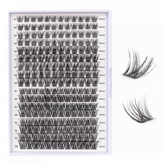 Lash Clusters 204 Pcs Individual Lashes Clusters Eyelash Extensions False Eyelashes DIY Lash Extension Kit Reusable False Eyelashes Natural Look Mix 10-16mm C D Curl(DM01+DM17)-Velvo Beauty