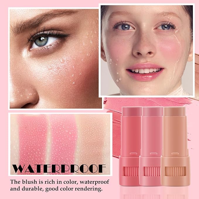 Cream Blush Makeup,Buildable Blush Stick for Cheeks,Matte Finish,Long Wear,Easy Application,Lightweight Multi Stick-Velvo Beauty