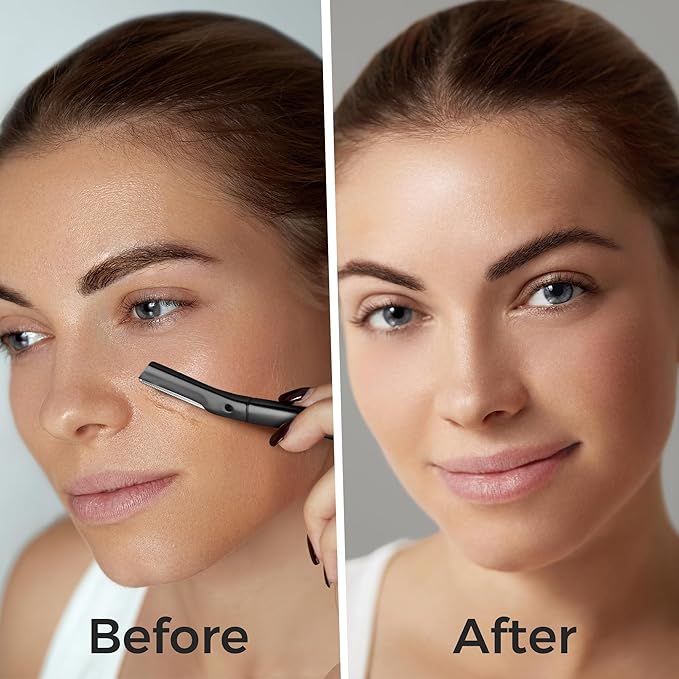 ZOMCHI Dermaplaning Tool for Face with 11 Refill Blades, Dermaplane Razor for Women and Men, Face Razor with Precision Silicone Cover, Eyebrow Razor, Facial Razor, Reusable Metal Handle - Matte Black-Velvo Beauty