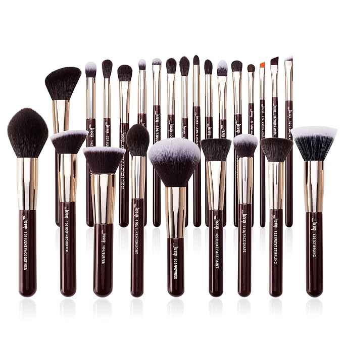 Jessup Makeup Brushes Set Professional, 25PCS Premium Natural Powder Foundation Eyeshadow Blending Concealer Blusher Highlight Labeled Brushes, T280-Velvo Beauty