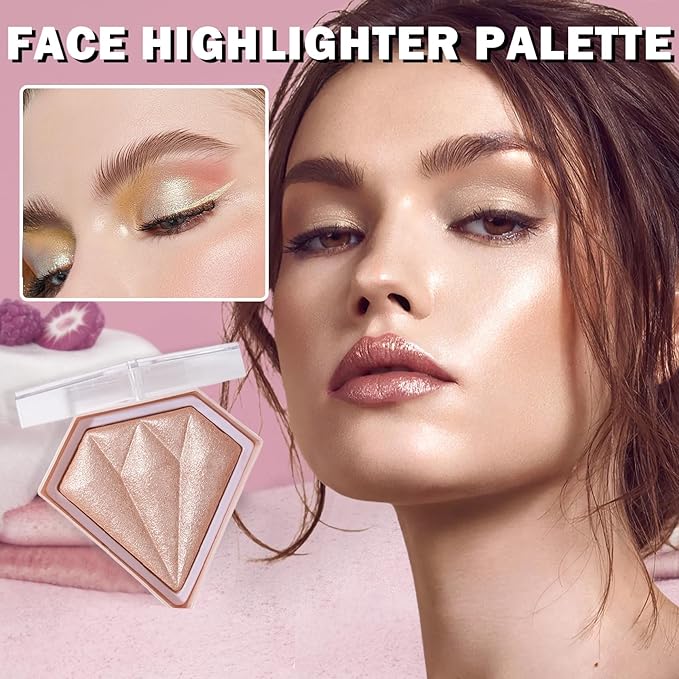 White Highlighter Makeup Palette Face Highlighter Powder Iluminadores De Maquillaje Narutal Shimmer Glitter Highlighter Contour Powder Makeup Palette-04 Ginger Color-Velvo Beauty