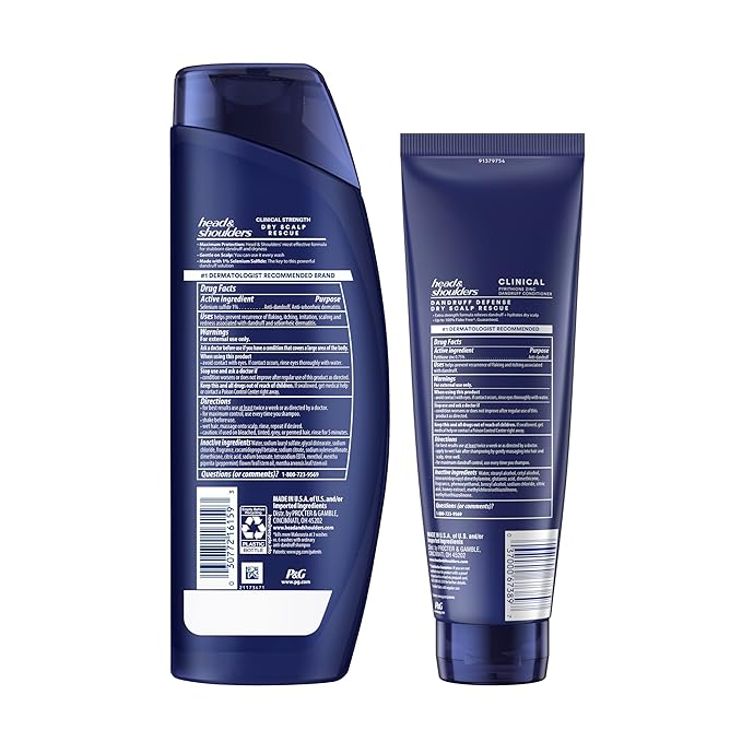 Head & Shoulders Clinical Strength Dandruff Shampoo and Conditioner Set, Dry Scalp Relief, Up to 100% Flake Protection, Selenium Sulfide Formula, 13.5 & 9.1 Fl Oz, 2 Pack-Velvo Beauty