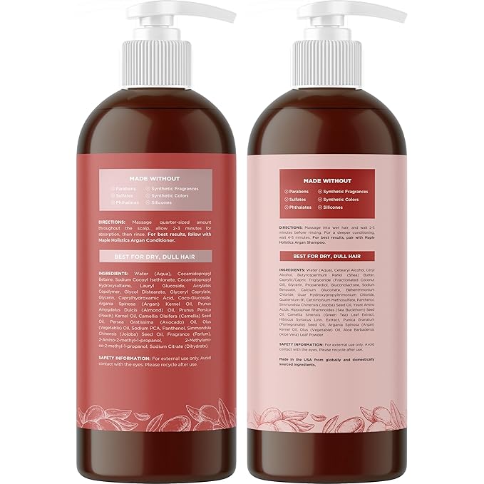 Argan Oil Shampoo and Conditioner for Dry Hair - Paraben and Sulfate Free Shampoo and Conditioner Set for Dry Hair Frizz Curl Care and Split Ends - Moisturizing Argan Shampoo and Conditioner Set-Velvo Beauty